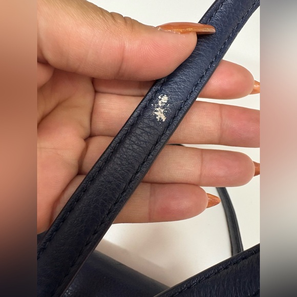 Tory Burch Harper Dark Navy Blue Embossed Crossbody - Picture 14 of 14